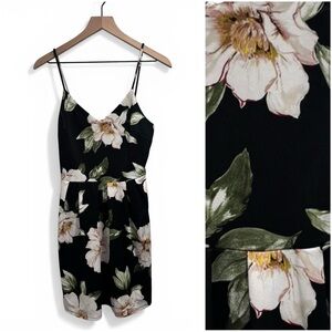 Monteau Black Floral Mini Dress — Side Large